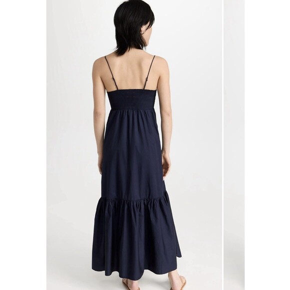 Xirena Freya Camisole Midi Tiered Dress Sz XS Cotton Midnight Blue Pockets Boho - Picture 2 of 16